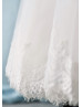 Beaded Ivory Lace Tulle Back Tiered Skirt Timeless Flower Girl Dress